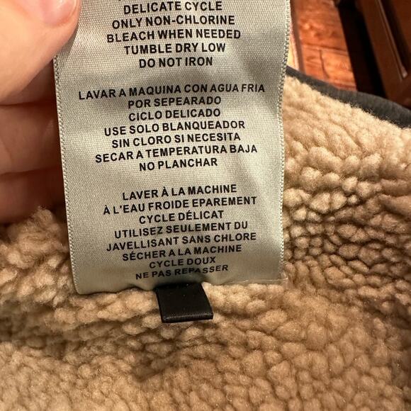 Levi’s Dark Brown Faux Leather and Shearling Mens XL Heavy Coat Sweatshirt Trim - Picture 8 of 9